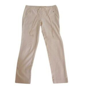 H&M Pants Straight-Leg Size 4 Womens Elastic Waist & Drawstring Cream